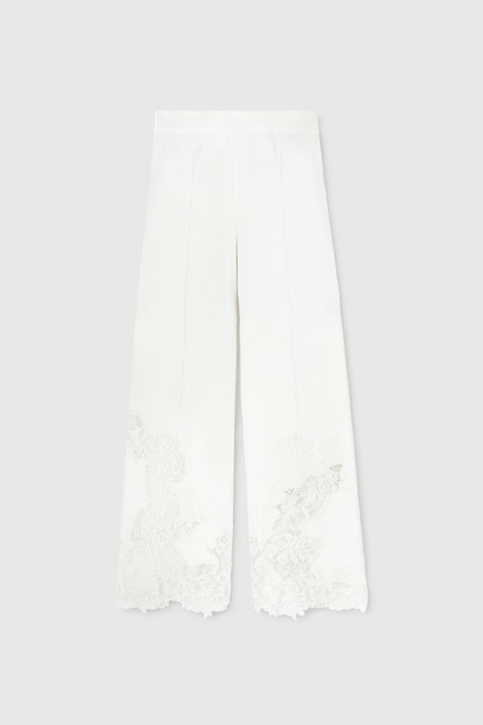 Viscose blend trousers with lace