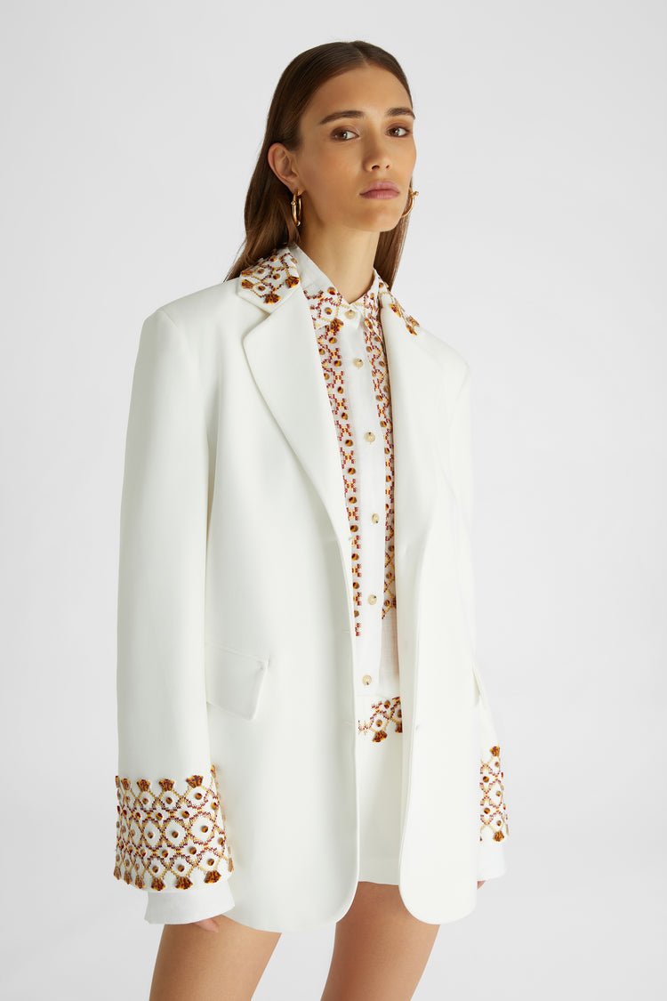 Designer Single-breasted jacket with embroidery - Ermanno Scervino