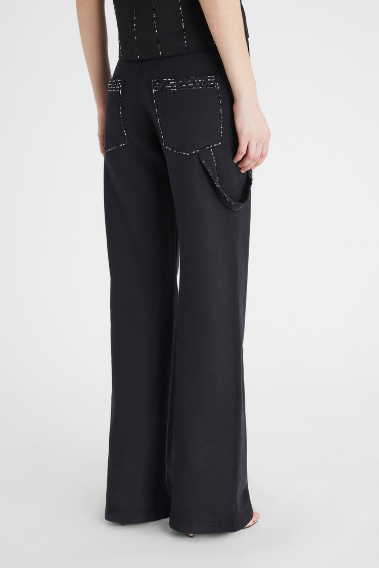 Pantalone bootcut con microcristalli