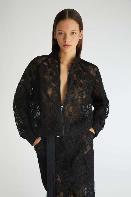 Lace bomber jacket