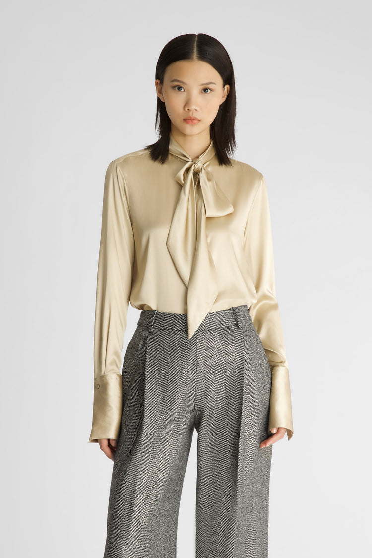 Silk shirt with collar bow