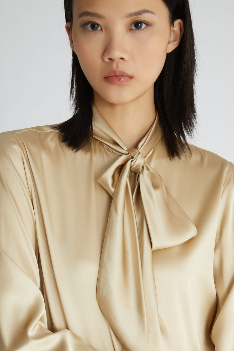 Silk shirt with collar bow