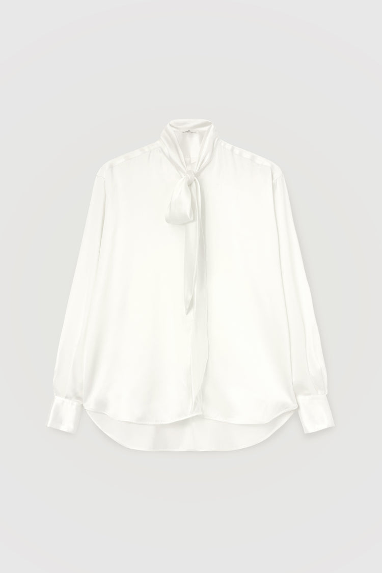 Satin shirt with neck bow