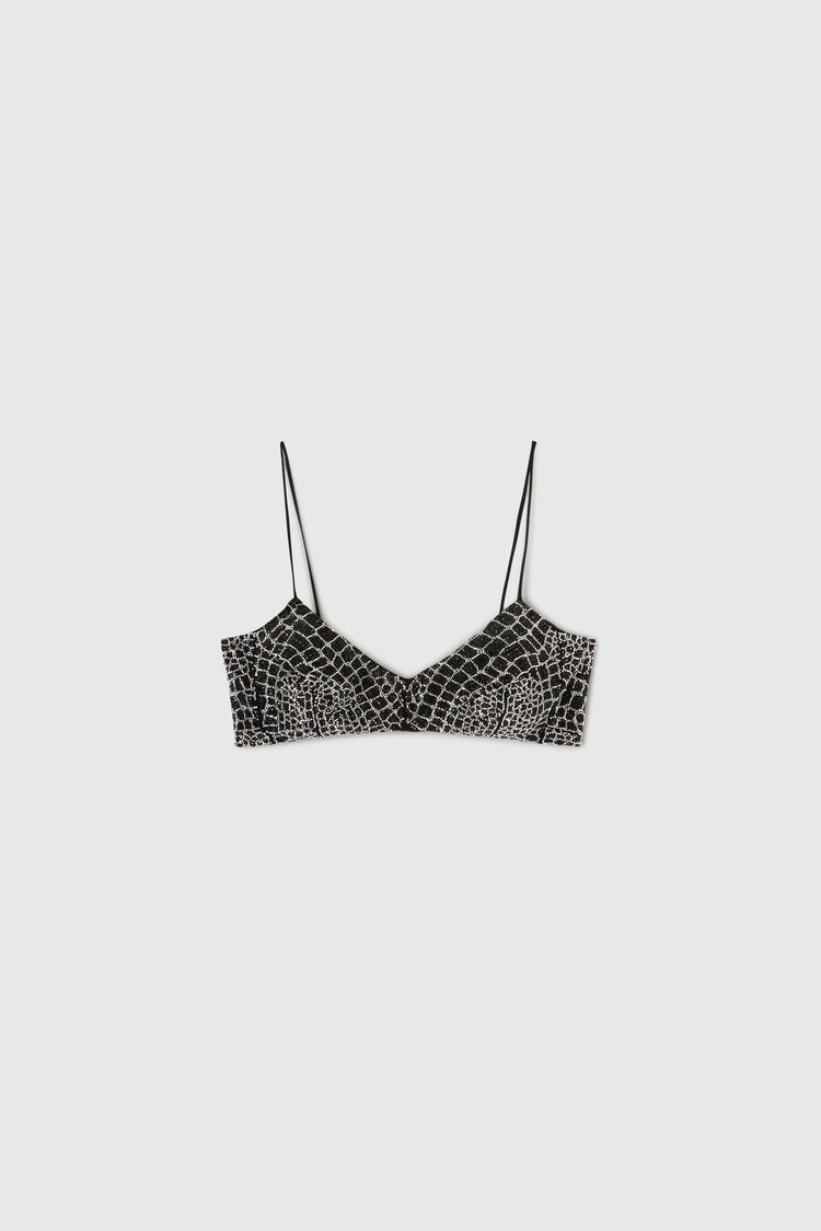 Silk deconstructed bra with microcrystals