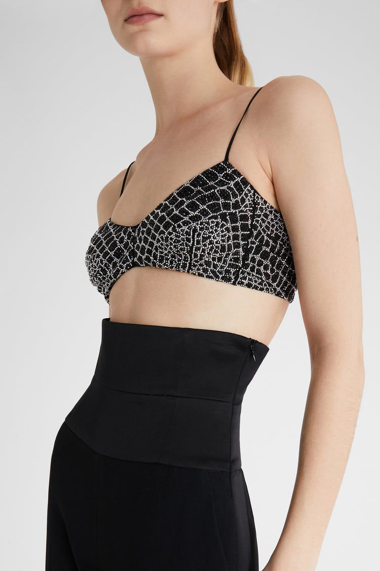 Silk deconstructed bra with microcrystals