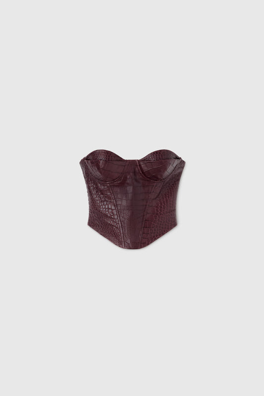 Bustier in pelle stampa coccodrillo