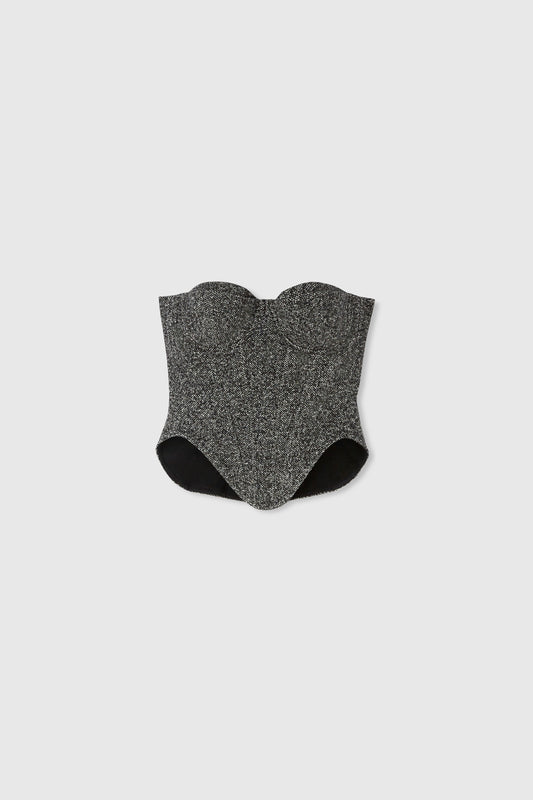 Twill Patterned Wool Bustier