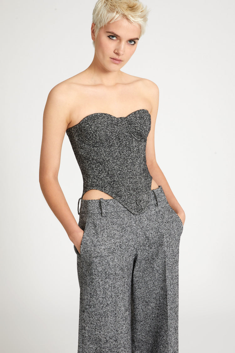 Twill Patterned Wool Bustier