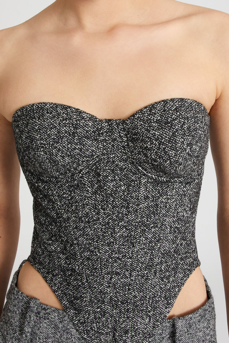 Twill Patterned Wool Bustier