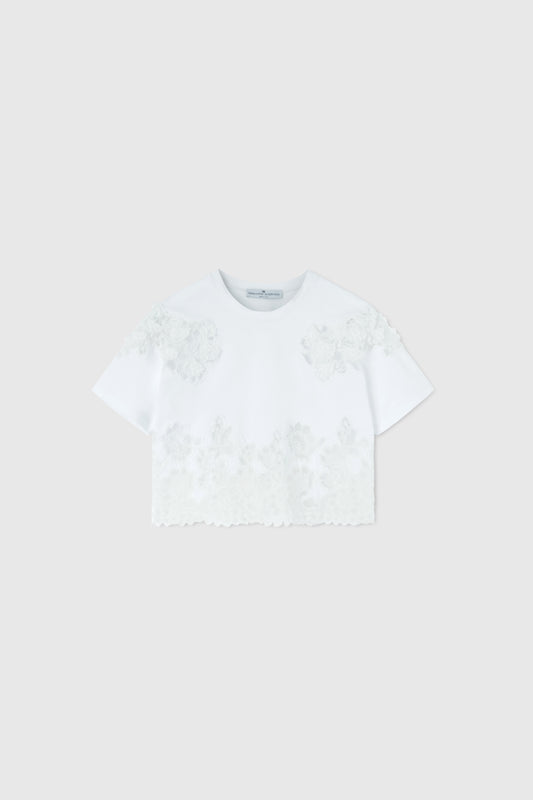 T-shirt en coton avec dentelle