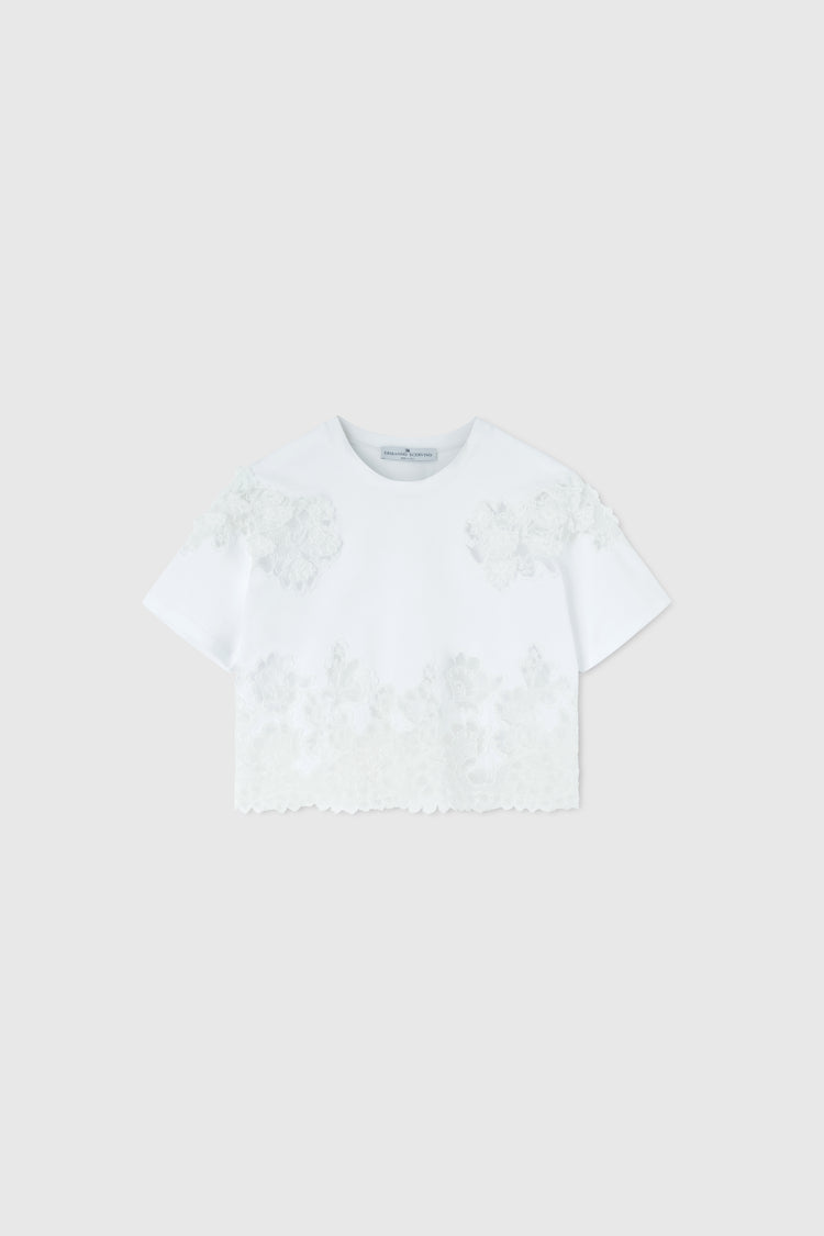 T-shirt en coton avec dentelle