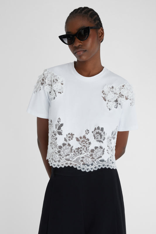 Cotton T-shirt with lace