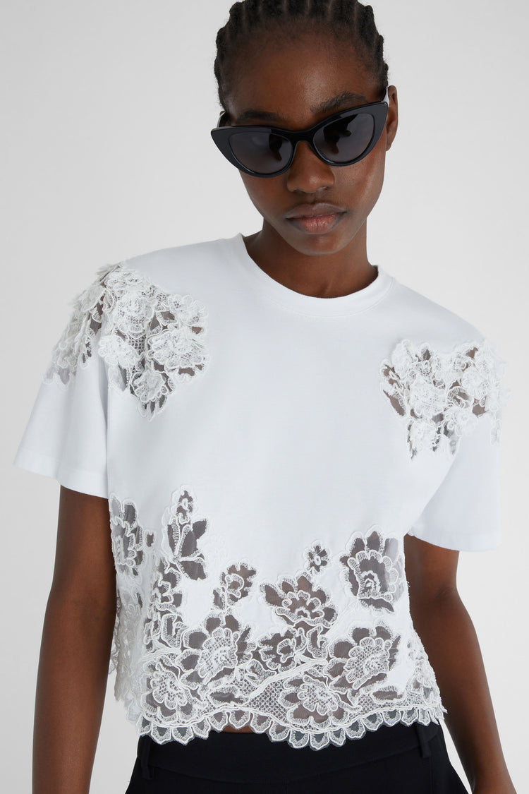 T-shirt en coton avec dentelle