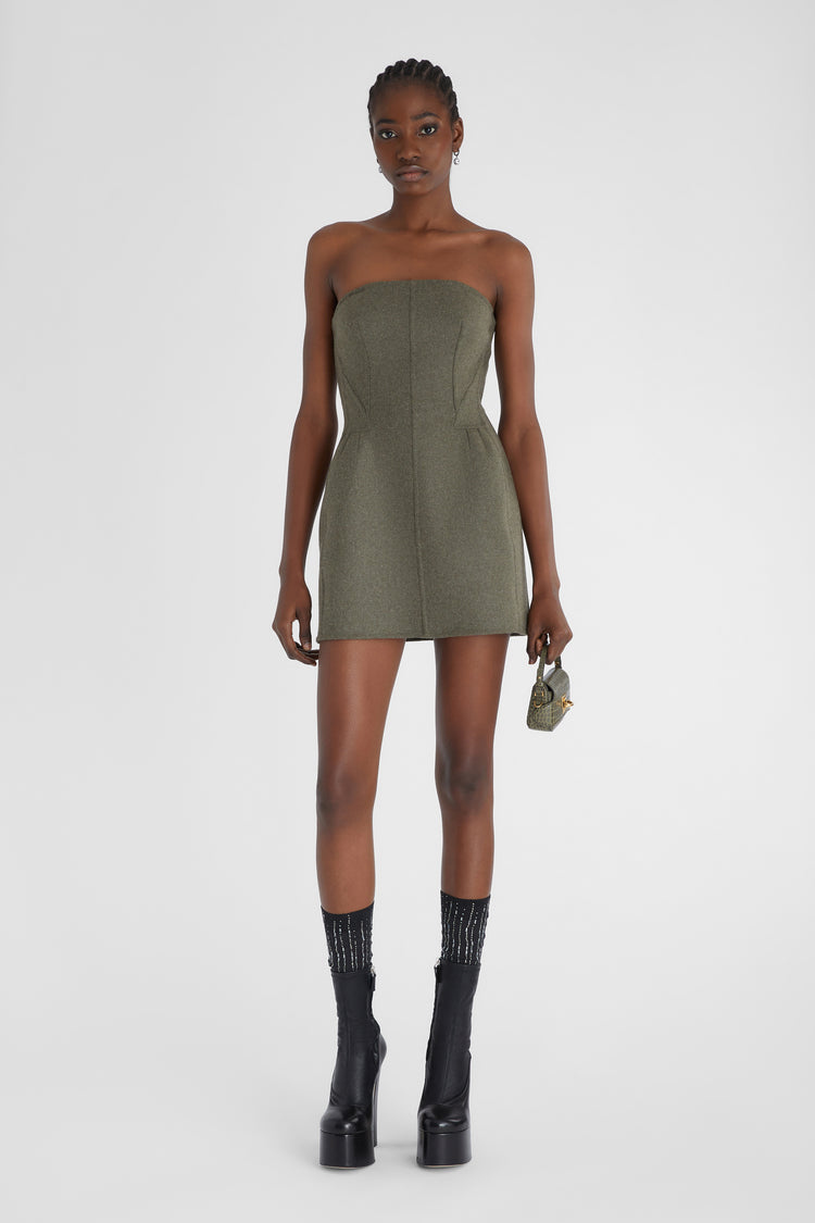 Short bustier dress in double wool