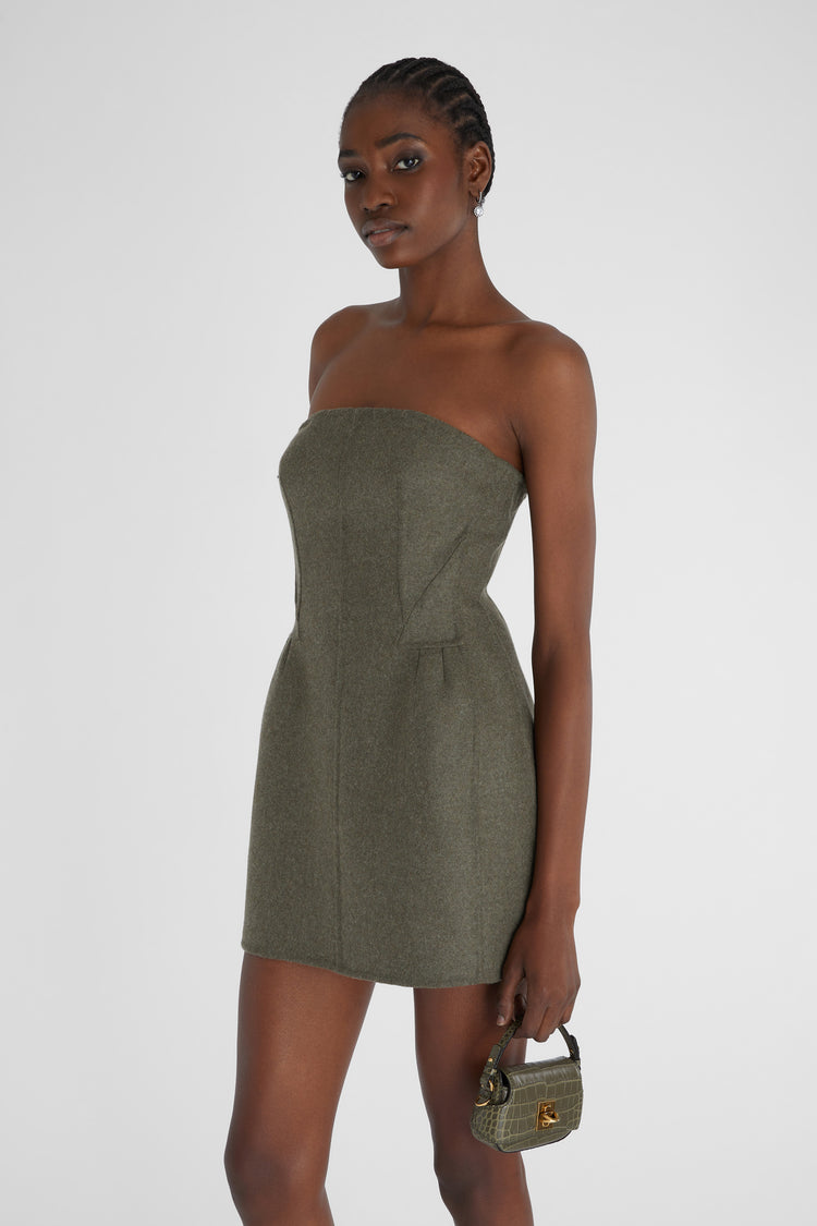 Short bustier dress in double wool