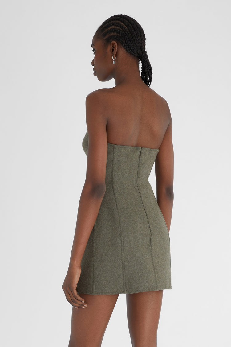 Short bustier dress in double wool