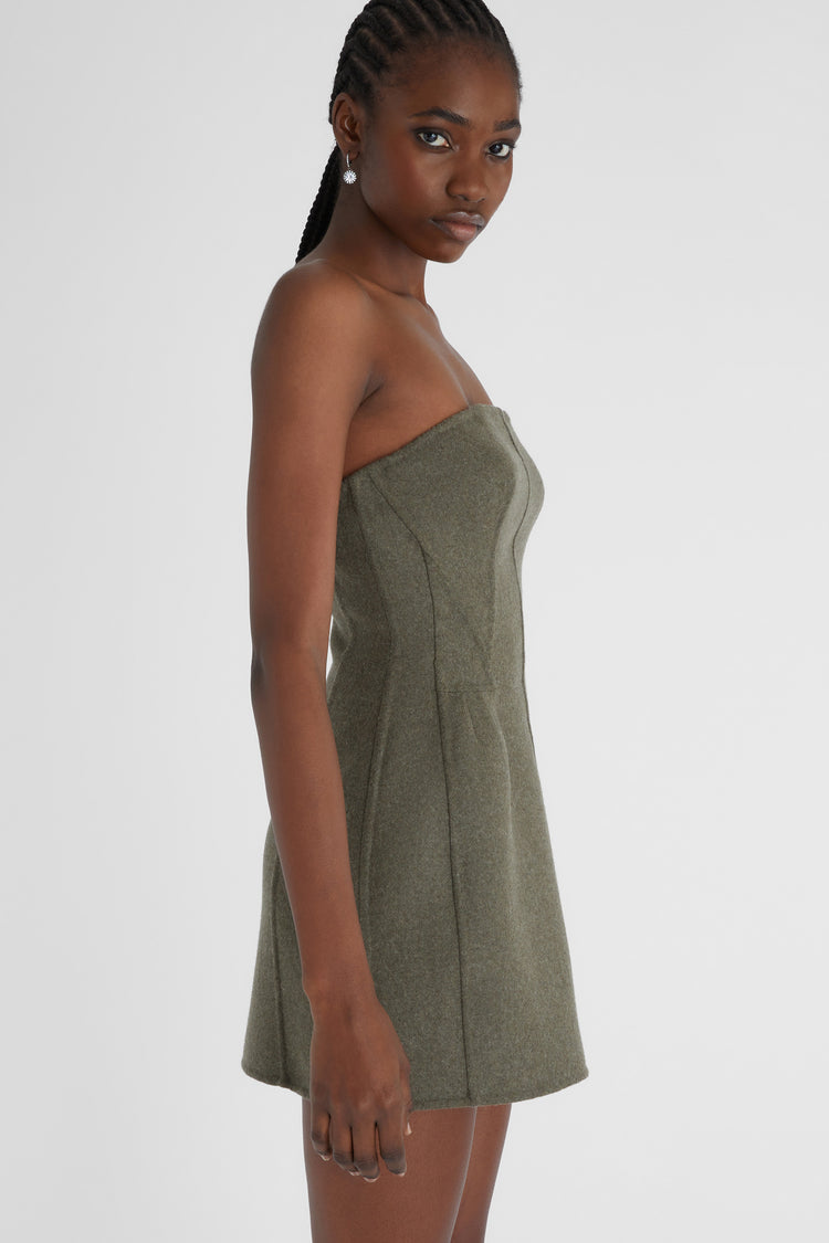 Short bustier dress in double wool