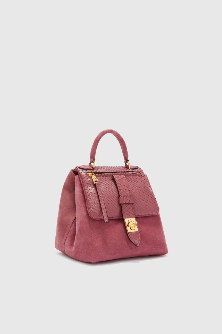 Flap bag in suede and calfskin