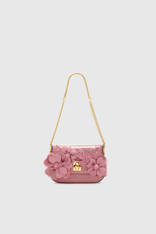 Mini Audrey con fiori in pelle realizzati a mano