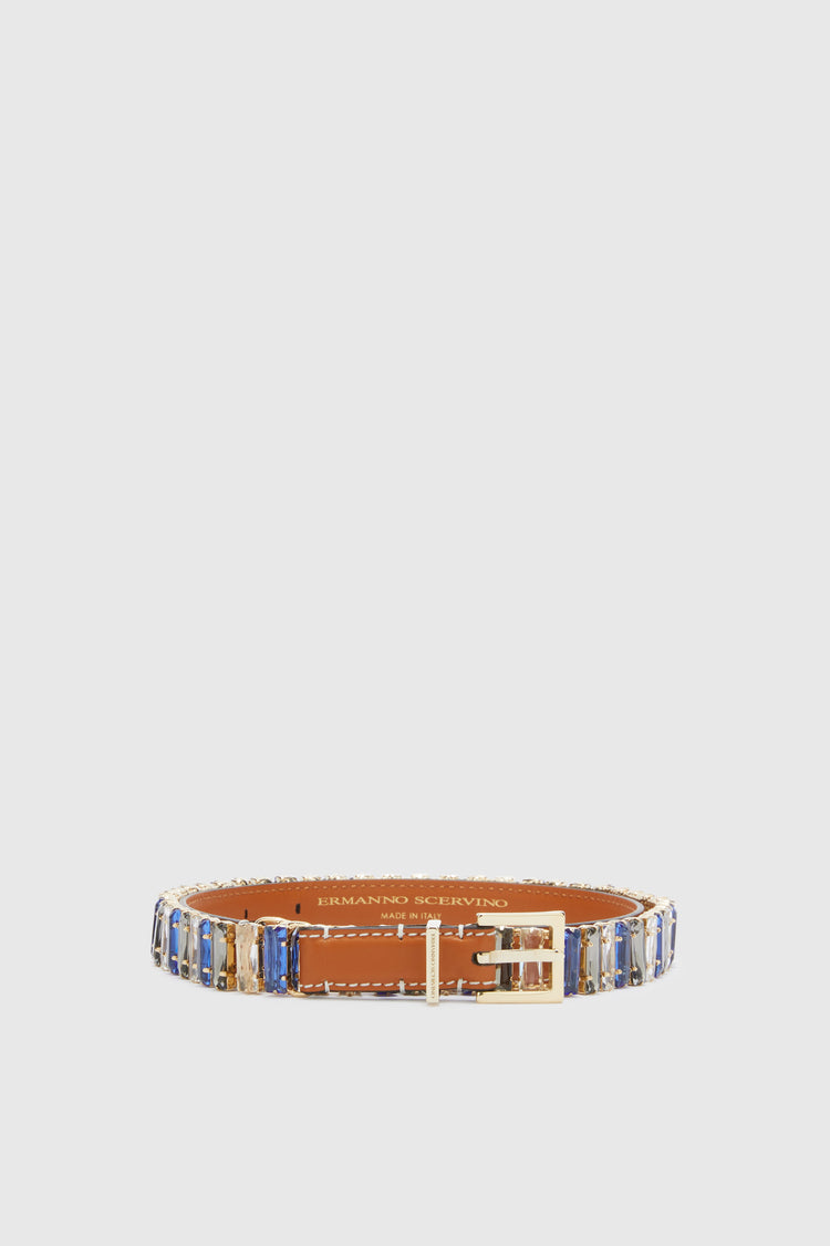 Belt with multicoloured stones