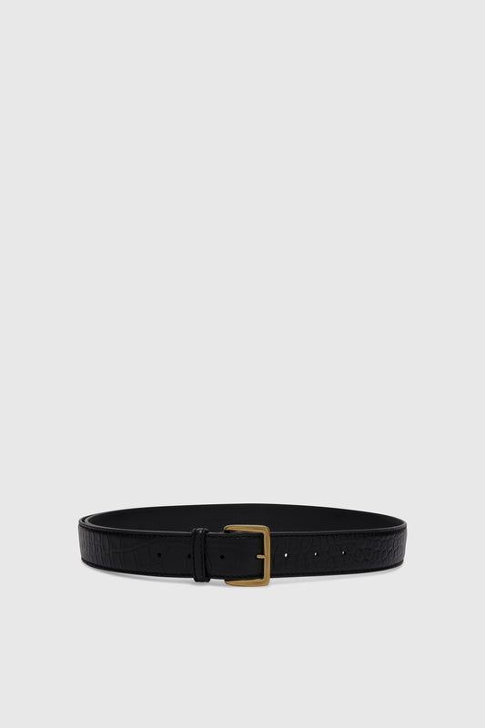 Crocodile print calfskin belt