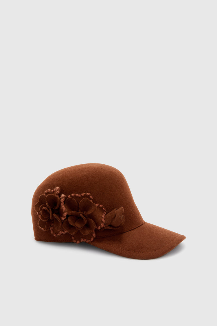 Basball hat with flower appliqué