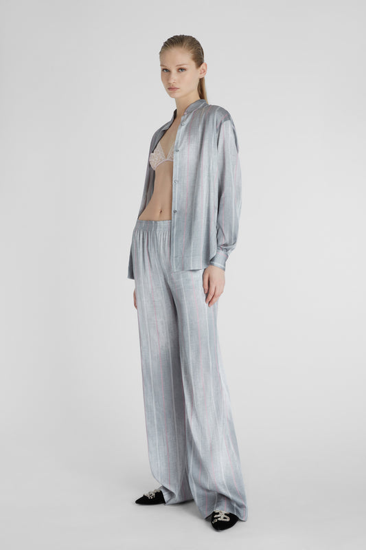 Pinstripe palazzo trousers.