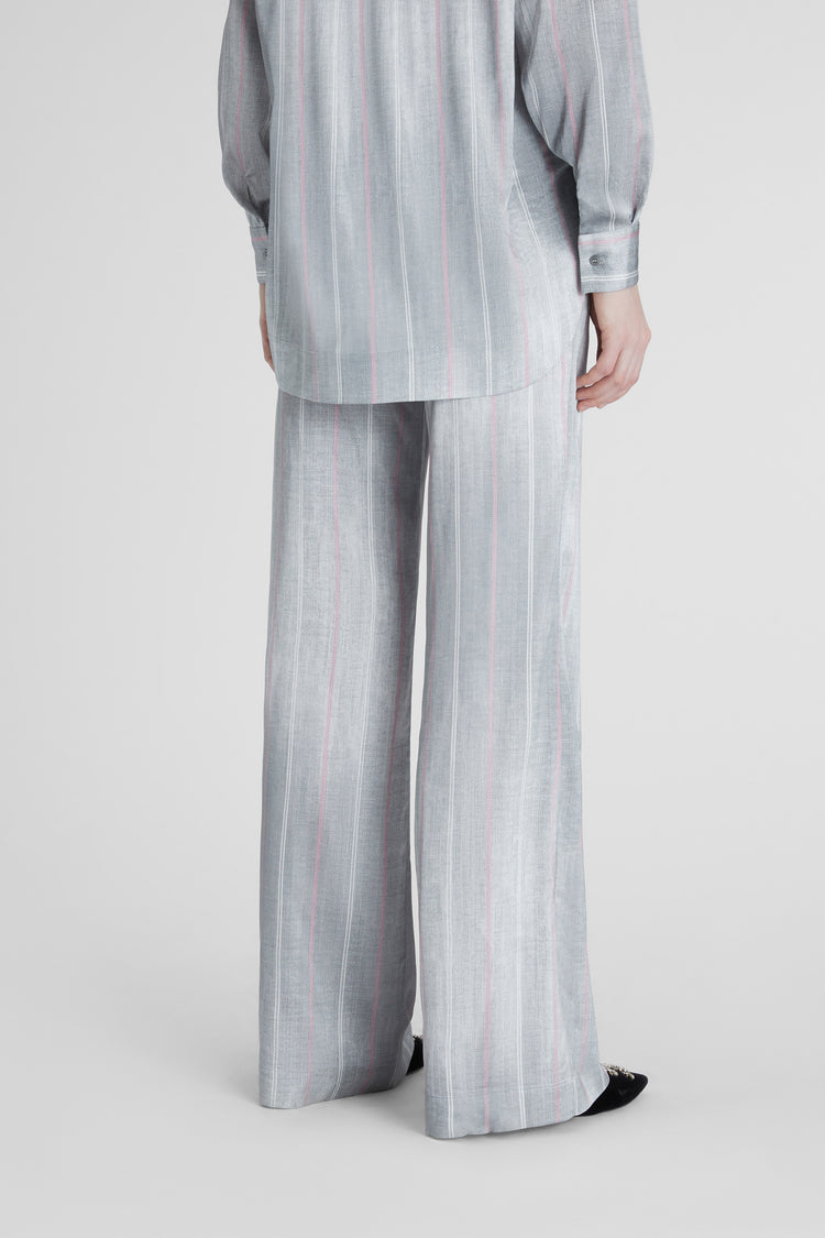 Pinstripe palazzo trousers.