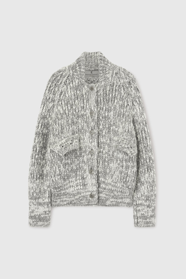 Melange single-breasted wool bomber jacket