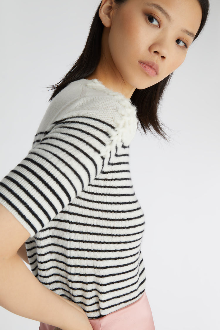 Maglia in puro cashmere con fantasia e punto Scervino realizzato a mano