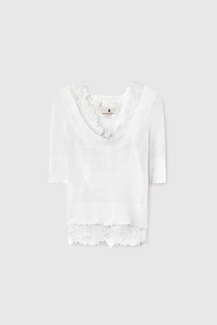 Mohair blend jumper with lace