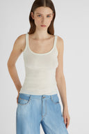 White pure cashmere tank top