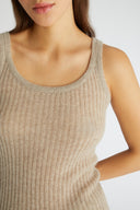 Taupe pure cashmere tank top