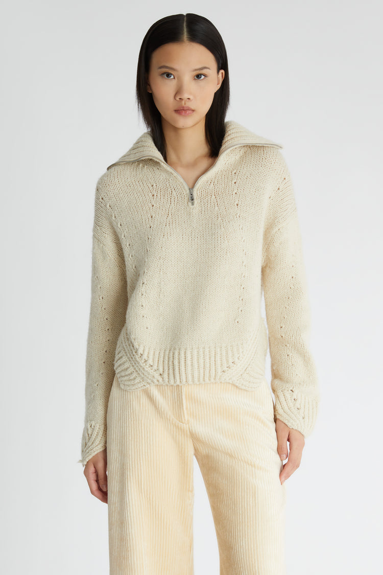 Alpaca blend jumper with pearl stitch work