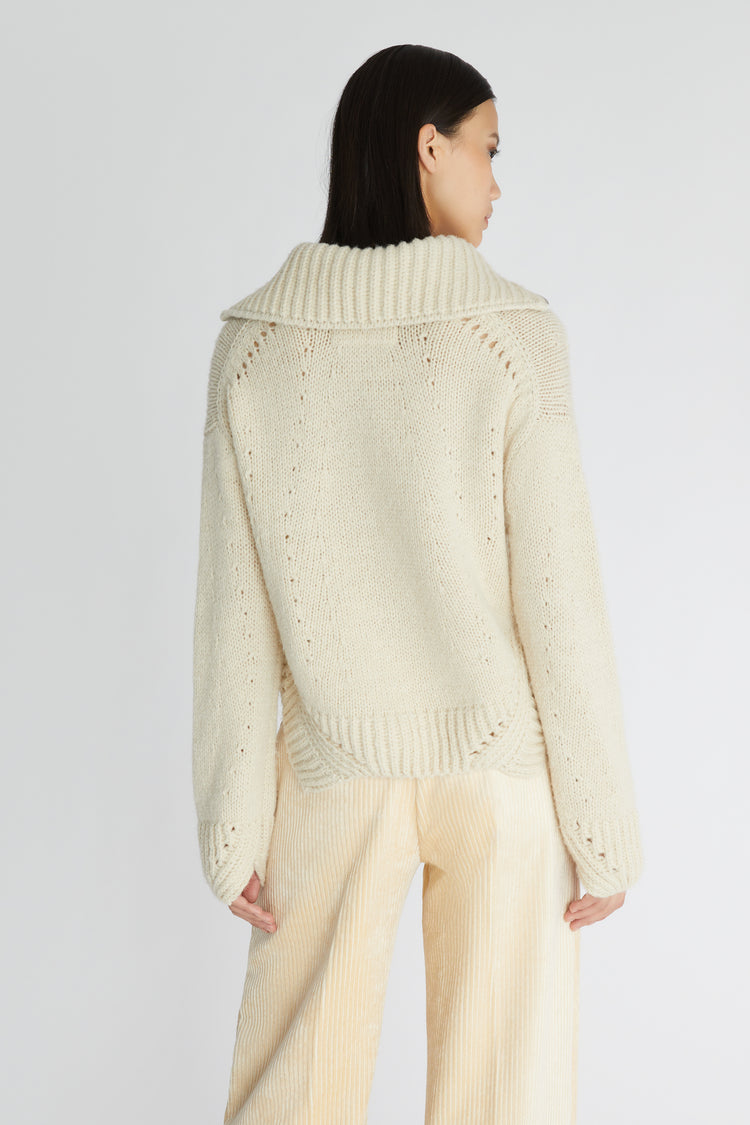 Alpaca blend jumper with pearl stitch work