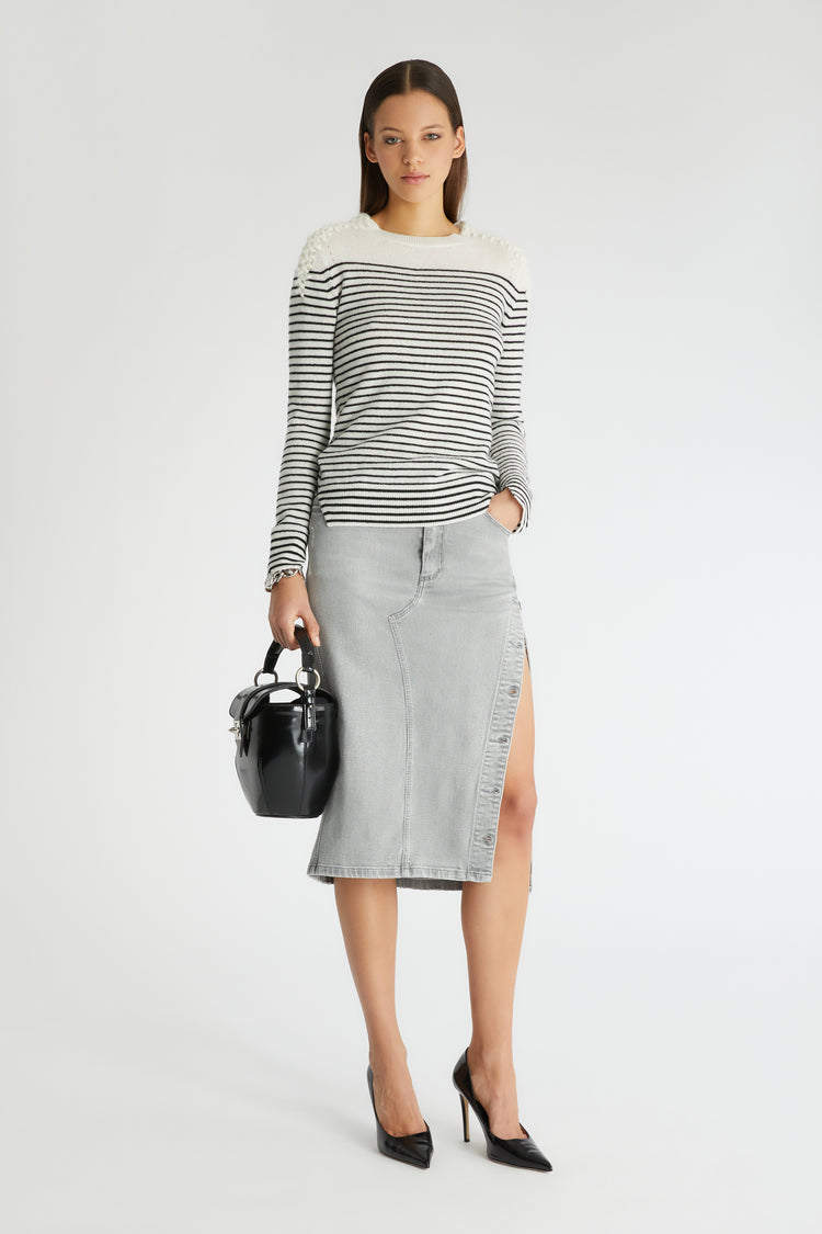 Pure cashmere sweater with hand-knitted Scervino stitch work