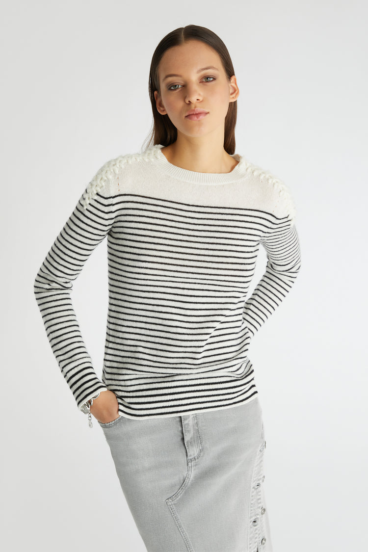 Pure cashmere sweater with hand-knitted Scervino stitch work