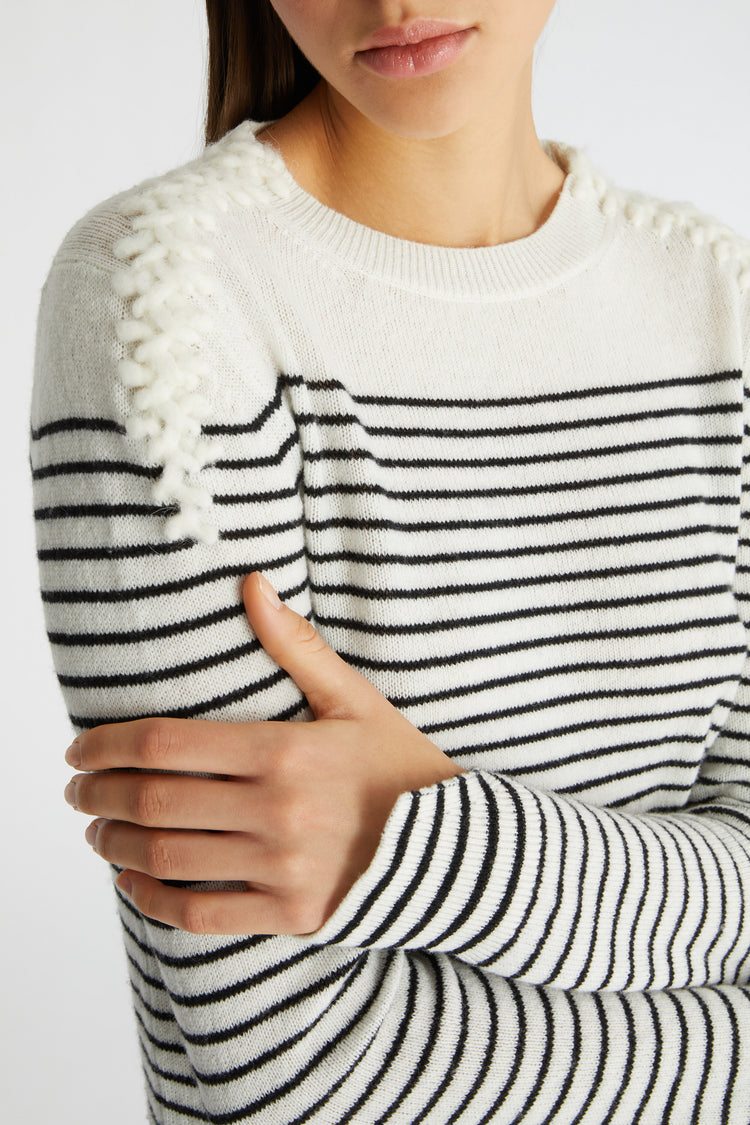 Pure cashmere sweater with hand-knitted Scervino stitch work