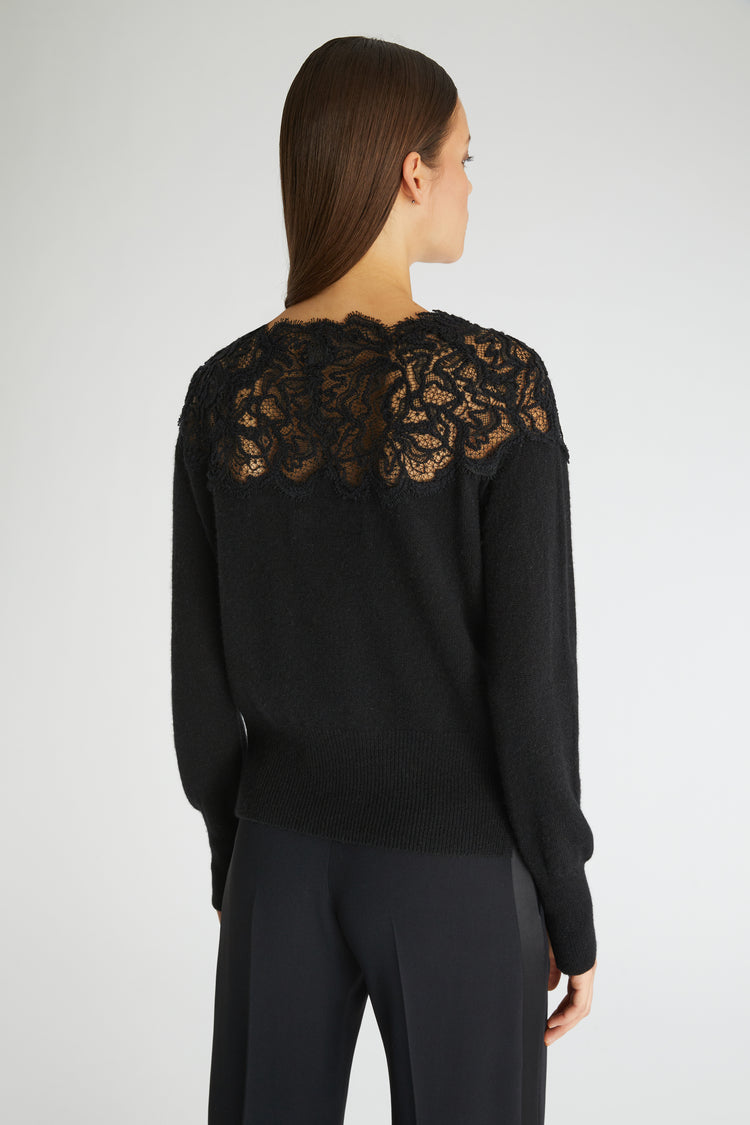 Pure cashmere sweater with lace