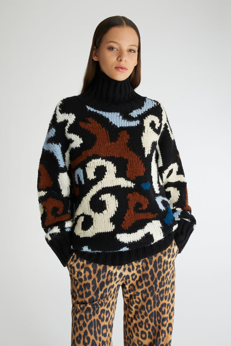 Oversized sweater with jacquard pattern