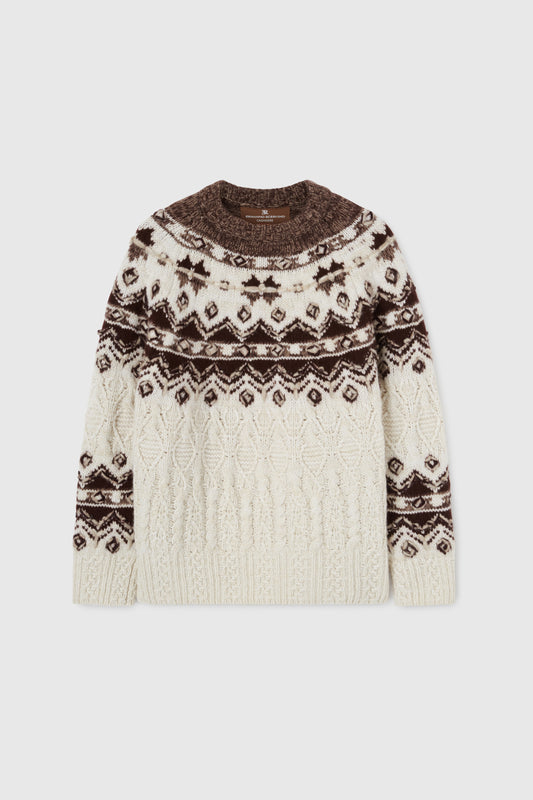 Pure cashmere jumper with Norwegian embroidery