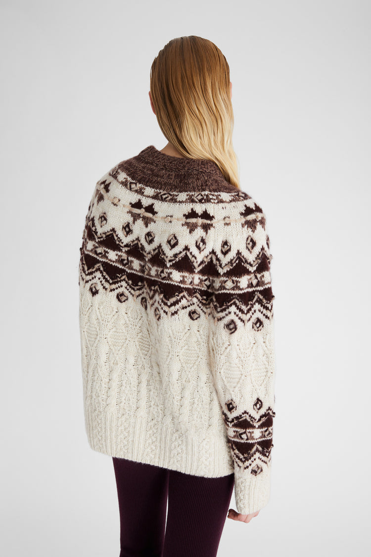 Pure cashmere jumper with Norwegian embroidery