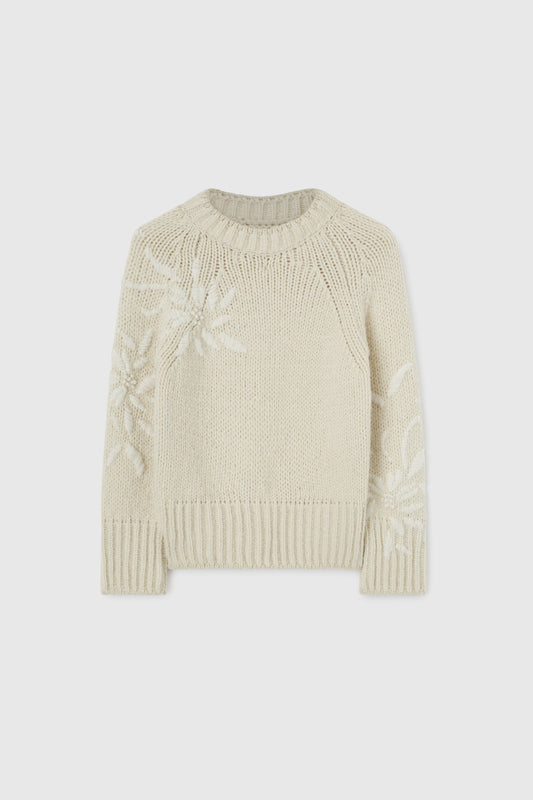 Alpaca blend jumper with handmade embroidery