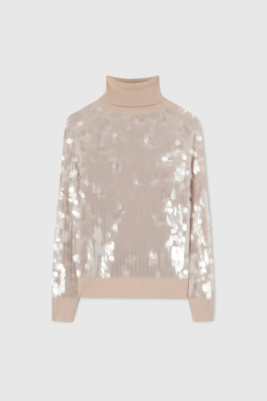 Pull en pure laine mérinos à paillettes