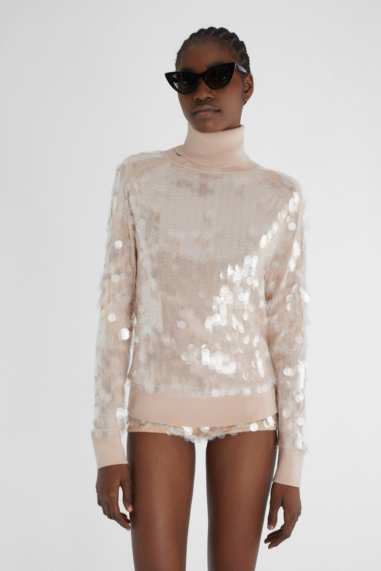 Pure merino wool sweater with sequins