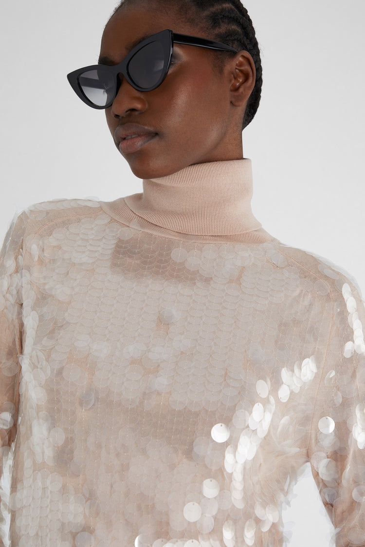 Pure merino wool sweater with sequins