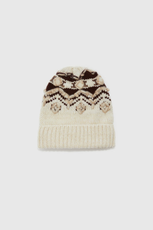 Pure cashmere hat with handmade embroidery