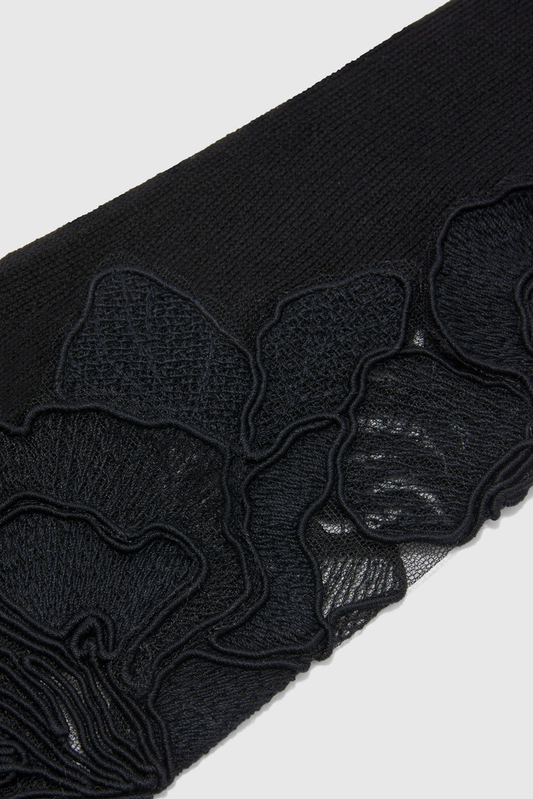 Pure merino wool gloves with floral application