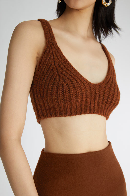 Brown alpaca blend bra