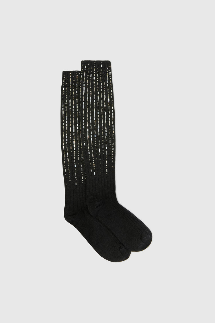 High sock with micro-crystals